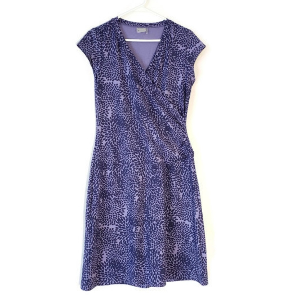 Athleta purple pattern flowy light v-neck dress